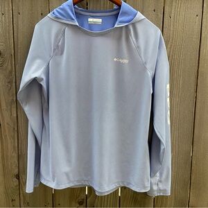 Columbia Women's PFG Tidal Sands Deflector Hoodie Blue & White Size L
